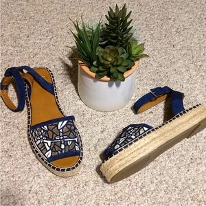 Franco Sarto Blue Floral Espadrille Sandals